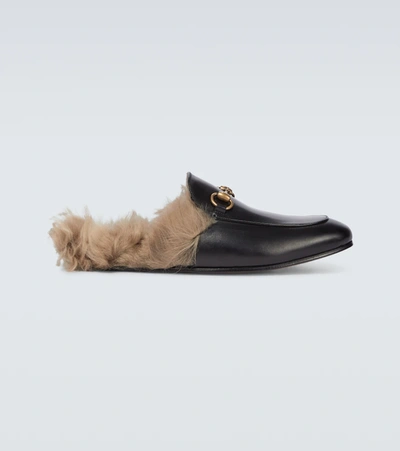 Gucci Princetown Shearling-lined Leather Loafers In Black