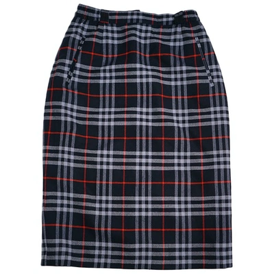 Pre-owned Burberry Wool Mid-length Skirt In Navy