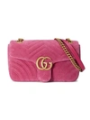 Gucci Gg Marmont Small Quilted Velvet Cross-body Bag In Pink