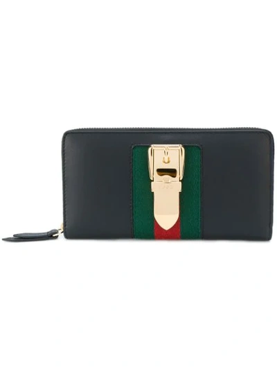 Gucci Sylvie Leather Zip Around Wallet In Black