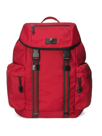 Gucci Techno Canvas Backpack In Red