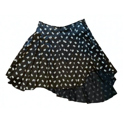 Pre-owned Pierre Balmain Silk Mid-length Skirt In Navy