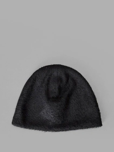 Ilariusss Black Dual-texture Beanie In Black Wool And Cashmere