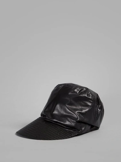 Ilariusss Black Leather Cap With Straw Brim