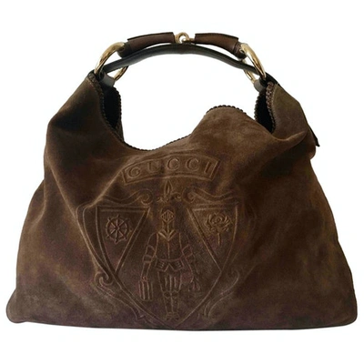 Pre-owned Gucci Hobo Brown Suede Handbag