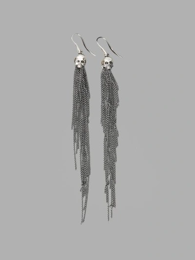Ugo Cacciatori Silver Jail Chains & Skull Earrings In Long Silver Chains