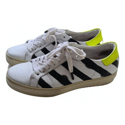 Pre-owned Off-white Diagonals Leather Trainers In Multicolour