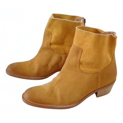 Pre-owned Zadig & Voltaire Teddy Yellow Leather Ankle Boots