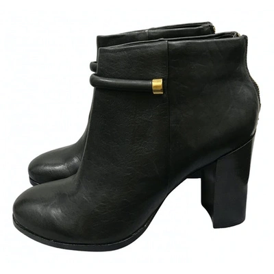 Pre-owned Aerin Leather Ankle Boots In Black
