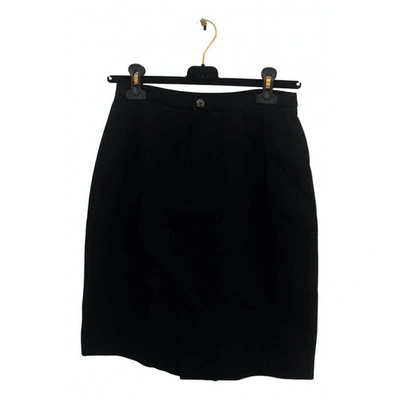 Pre-owned Genny Wool Mid-length Skirt In Black
