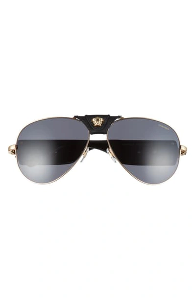 Versace 62mm Aviator Sunglasses In Gold/ Smoke