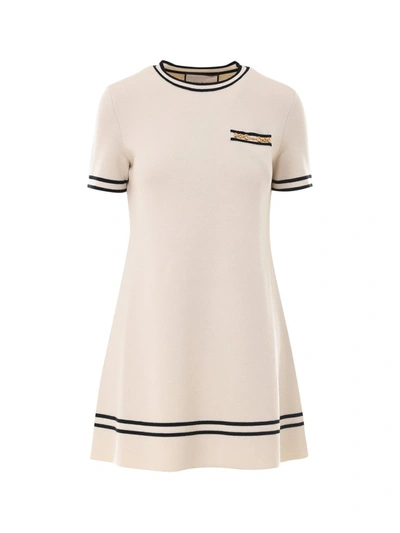 Gucci Gg Jacquard Dress In Neutrals