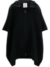 Moncler Women's Mantella Shell-trimmed Wool Hooded Cape Jacket In Black