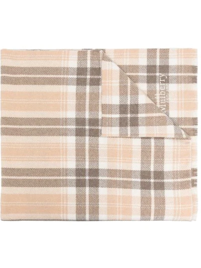 Mulberry Reversible Tricolour Check Scarf In Q662 Cambridge Green