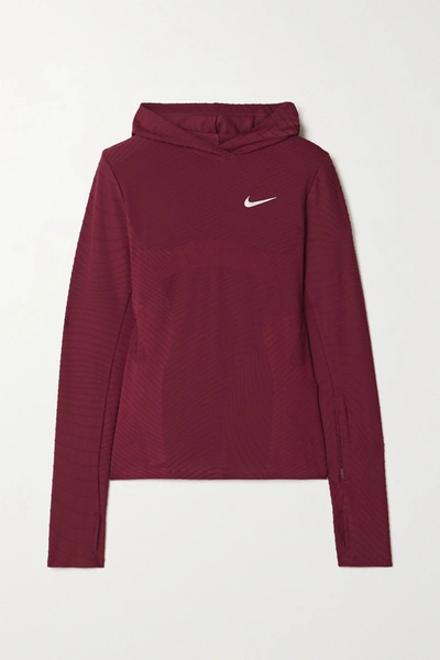 Nike Textured Dri-fit Hoodie In Claret