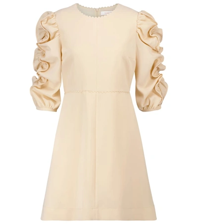See By Chloé Short Dress With Gathered Sleeves In Beige