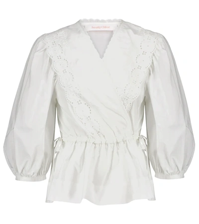 See By Chloé Broderie Anglaise Cotton Blouse In White