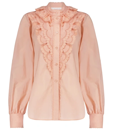 See By Chloé Broderie Anglaise Flounces Shirt In Pink