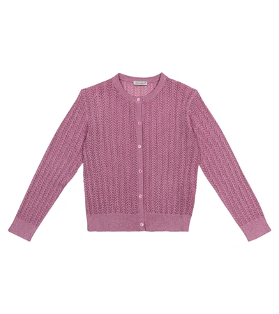 Dolce & Gabbana Kids' Metallic Crochet-knit Cardigan In Purple