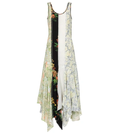 Jw Anderson Asymmetric Patchwork Floral-print Georgette Maxi Dress In Neutrals