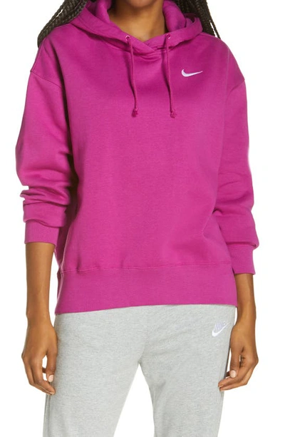Nike Oversize Fleece Hoodie In Cactus Flower/ White