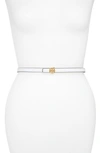 Tory Burch Women's Reversible Leather Logo Belt In New Ivory/natural Vachetta/gold