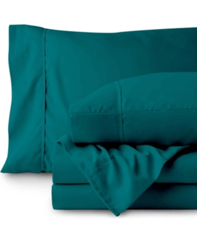 Bare Home Double Brushed Sheet Set, Twin Xl In Emerald