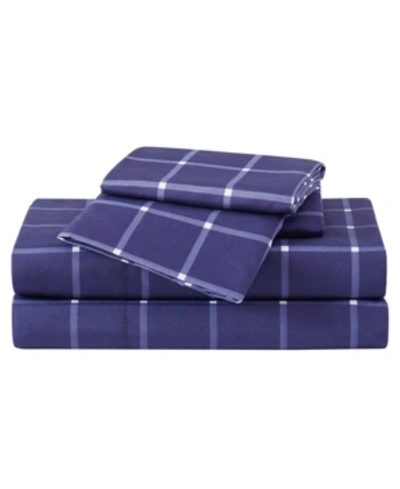 Truly Soft King 4 Pc Sheet Set Bedding In Tattersall Navy,white
