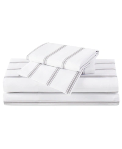 Truly Soft Ticstripe White Grey Sheet Set In Ticking Stripe White/grey