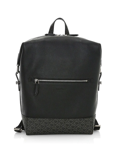 Ferragamo Men's Dynamo Gancini Leather Backpack In Nero