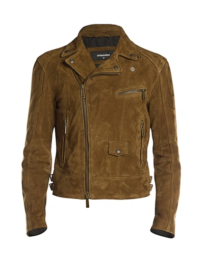Dsquared2 Men's Classic Suede Moto Jacket In Camel