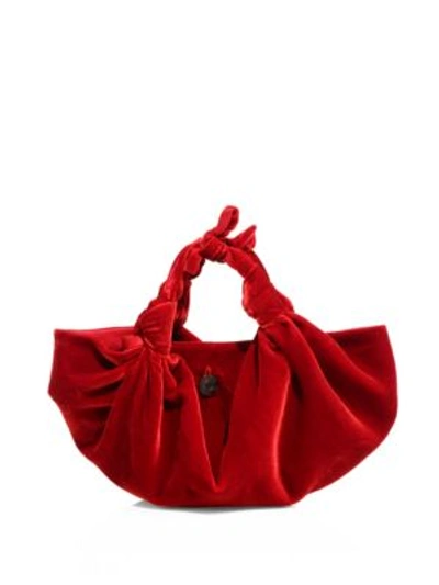 The Row Ascot Velvet Small Hobo Bag In Red