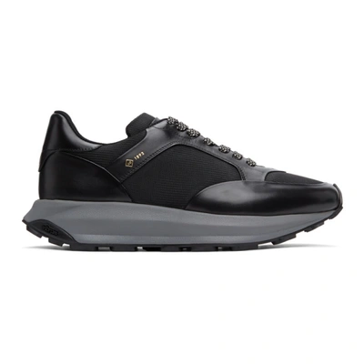 Dunhill Black Aerial Patina Sneakers In 001 Black