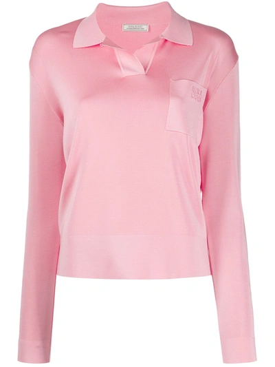 Nina Ricci Knitted Polo Top In Pink