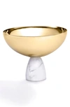Anna New York Coluna Carrara Marble & Steel Nut Bowl In Gold