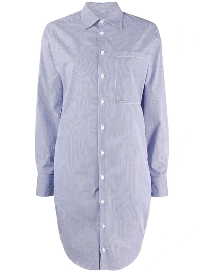 Dsquared2 Blue And White Cotton Shirt Dress