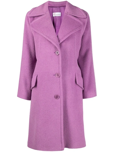 Red Valentino Single-breasted Wool-blend Coat In Purple