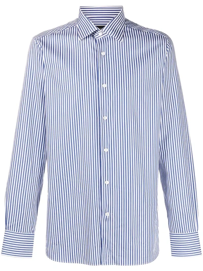 Ermenegildo Zegna Vertical Stripe Print Shirt In Blue