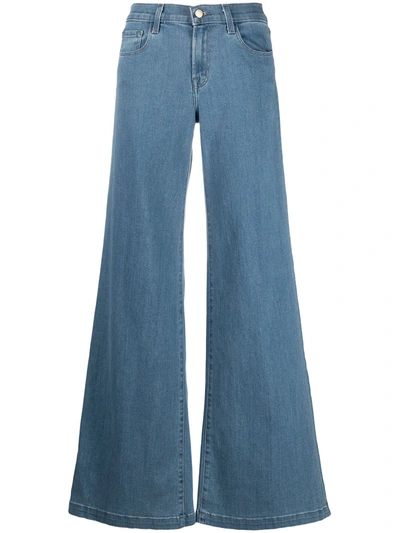 J Brand Faded Mid-rise Flared Jeans In Blue