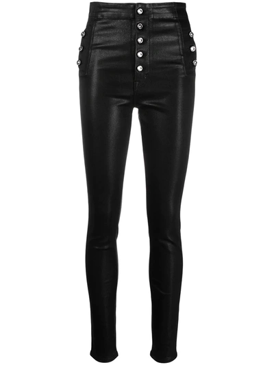 J Brand Gem Embellished Coated Skinny Jeans In Black