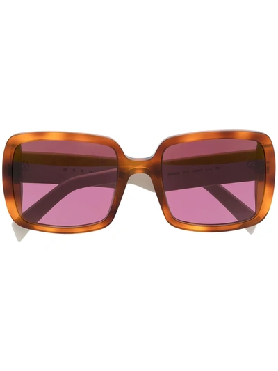 Marni Eyewear Oversize Square Frame Sunglases In Brown