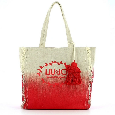 Liu •jo Handbags Beige And Red Fabric Tote Bag In Rouge