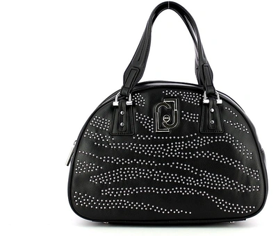 Liu •jo Handbags Black Studded Bowler Bag In Noir