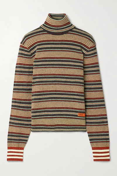 Adidas Originals + Wales Bonner Striped Chenille Turtleneck Sweater In Dark Gray