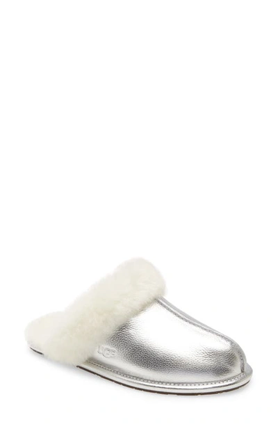 Ugg Scuffette Ii Slipper In Silver Metallic Leather