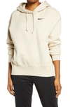 Nike Oversize Fleece Hoodie In Oatmeal/ Black