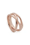 Monica Vinader Nura Crossover Ring In Rose Gold