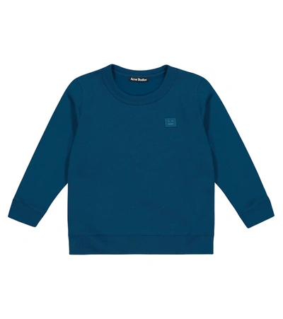 Acne Studios Kids' Mini Fairview Face Cotton Sweatshirt In Blue