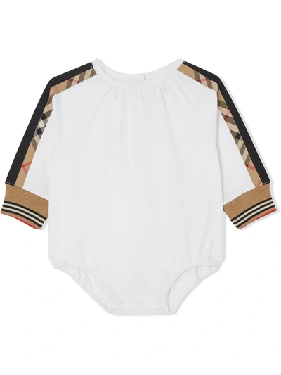 Burberry Babies' Kids Check Print Bodysuit (1-18 Months) In White