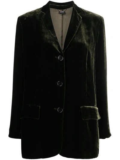 Aspesi Velvet Tailored Blazer In Green